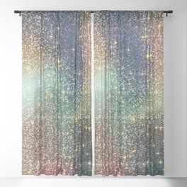 Modern Colorful Glitter Sparkles Abstract Background,Shiny,Luxury,Glam,girly,Shines, Sheer Curtain