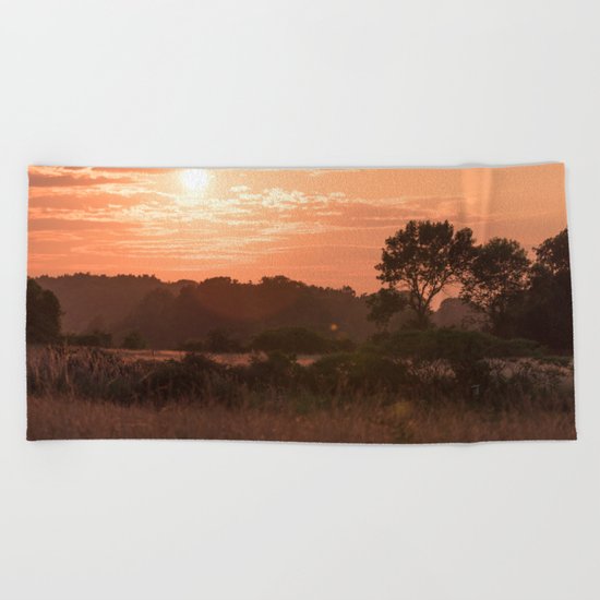 Orange sunset Beach Towel