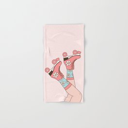 Cute Roller Skates Illustration, Vintage Girl Hand & Bath Towel