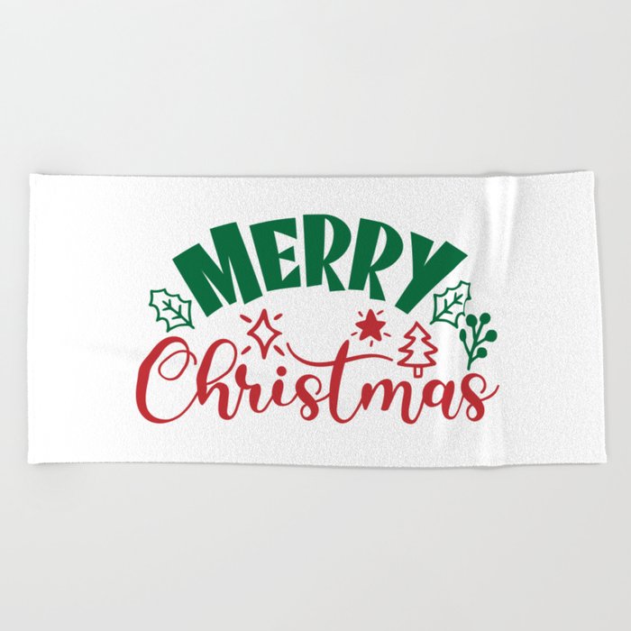 Merry Christmas Beach Towel