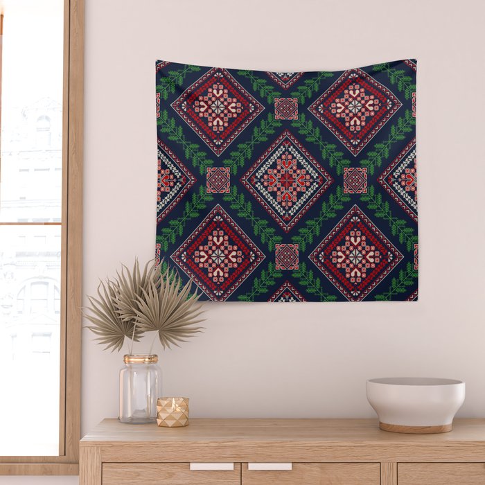 Romanian traditional pattern Wall Tapestry by Rceeh Society6