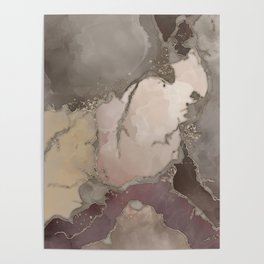 Taupe palette ink and gold abstract Poster