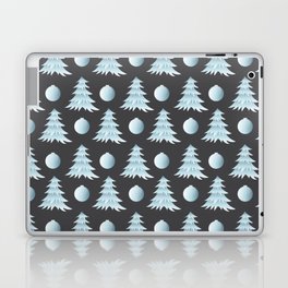 Christmas Pattern Tree Bauble Grey Blue Laptop Skin