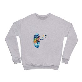 Colorful Feather Art With Birds For Sympathy - Sweet Memories Crewneck Sweatshirt