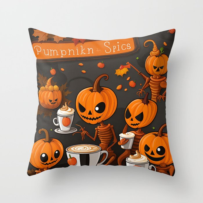 Cosmic Spooky Alien Pumpkin Party Throw Pillow