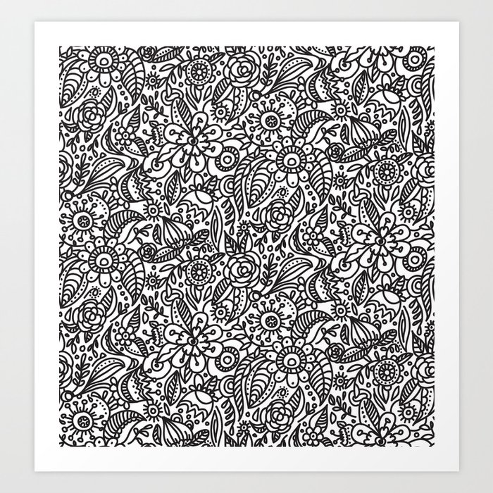 Black And White Floral Pattern Abstract Flowers Modern Art