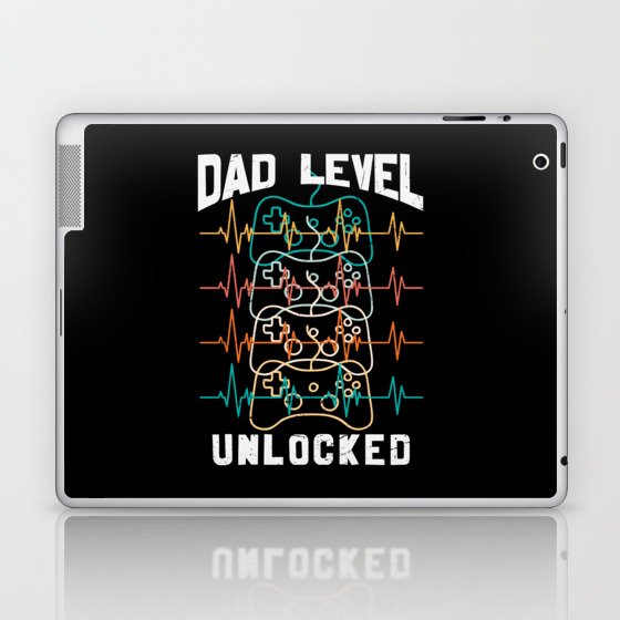 Dad Level Unlocked Funny Gamer Laptop & iPad Skin