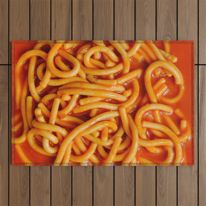 Spaghetti Pasta Noodles In Red Tomato Sauce Photograph Pattern Outdoor Rug