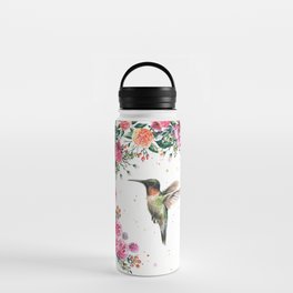Hummingbird and Flowers Watercolor Animals Water Bottle