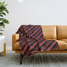 [ Thumbnail: Brown & Black Colored Lines Pattern Throw Blanket ]