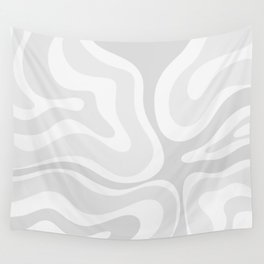 Modern Retro Liquid Swirl Abstract in Pale Grey Wall Tapestry