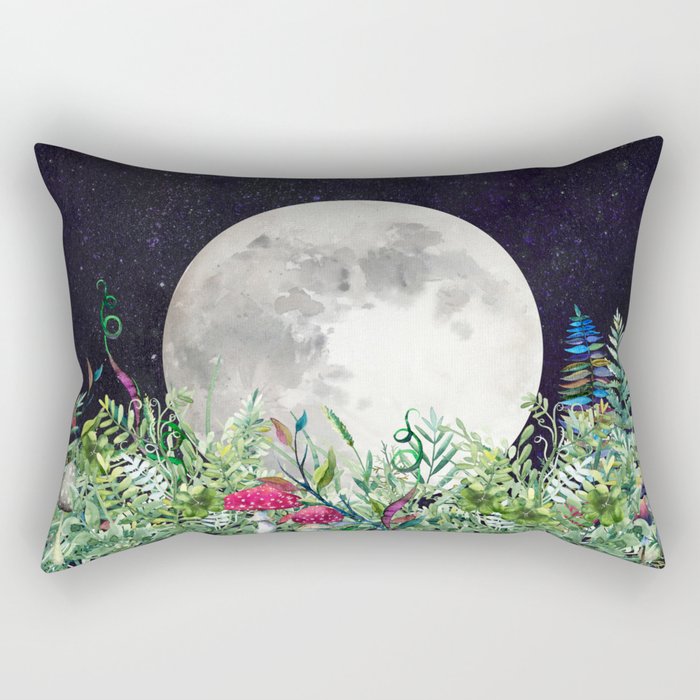 Night Garden Moon Magick Rectangular Pillow