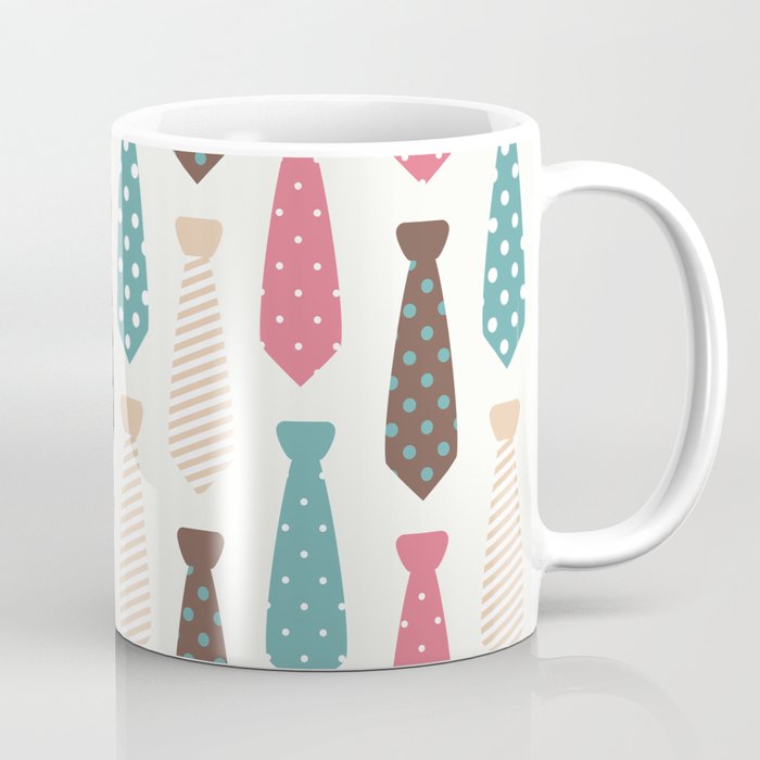 Vintage Tie Hipster Pattern – Red Yellow Blue and Brown Coffee Mug
