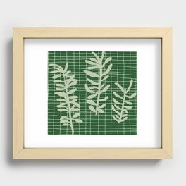green grid leaf sprig pattern Recessed Framed Print
