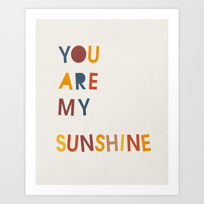 You Are My Sunshine Mid Century Modern Kids Wall Art Nursery