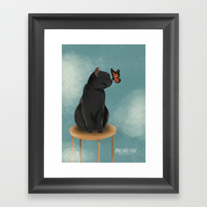 El gato en el cielo Framed Art Print