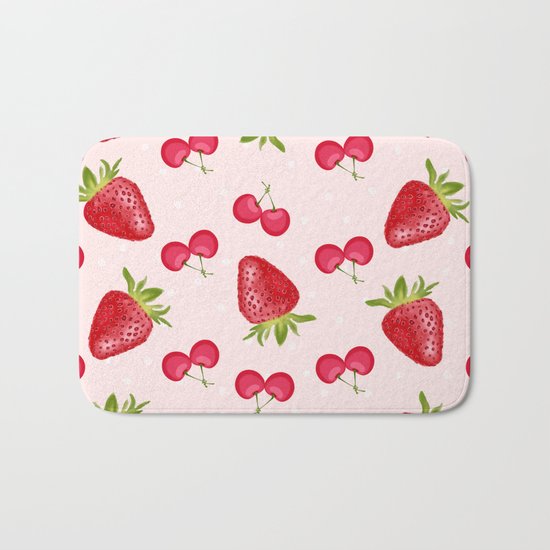 Strawberries Cherries Fiesta Pattern Bath Mat