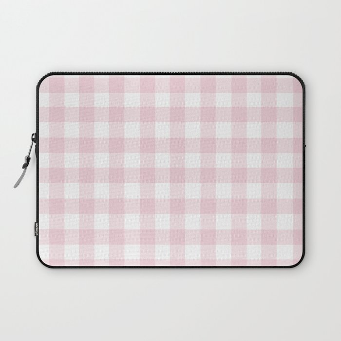 Gingham Checkered Pastel Pink Pattern Laptop Sleeve