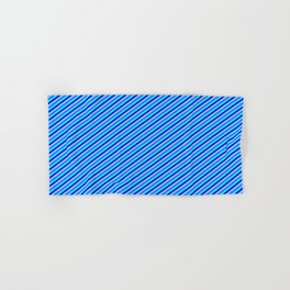 [ Thumbnail: Royal Blue, Cyan, Blue & Light Sky Blue Colored Pattern of Stripes Hand & Bath Towel ]