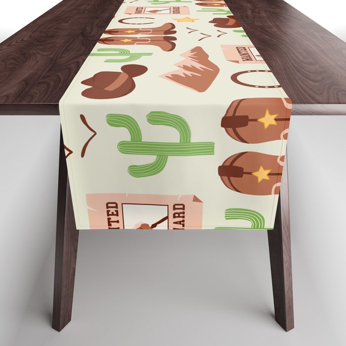 Western Kids Cowboy Boots In the Desert Table Runner