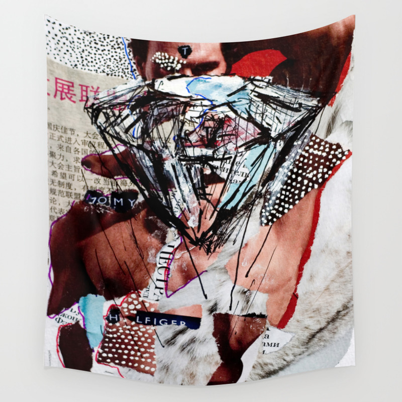 Diamond Head Magazine Collage Painting Wall Tapestry By Torr