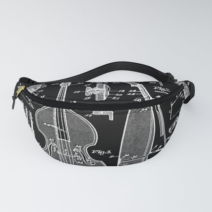 Double Bass Player Bassist Musical Instrument Vintage Patent Fanny Pack