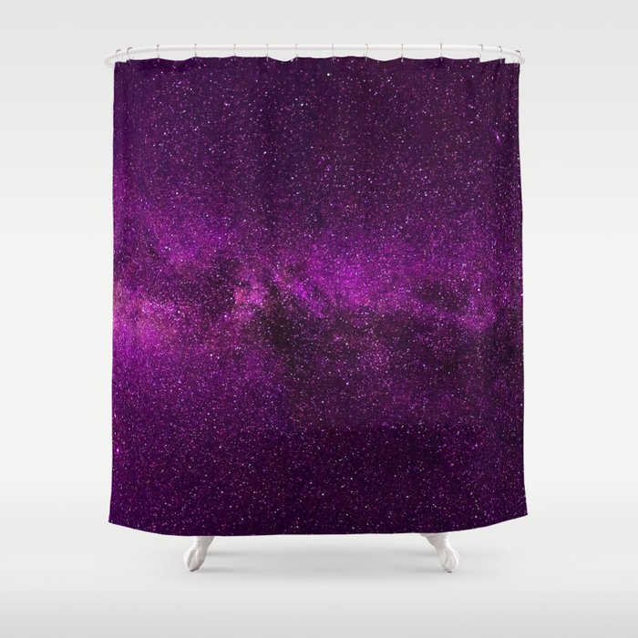 Elegant Stylish Violet Lilac Glitter Nebula Galaxy Shower Curtain