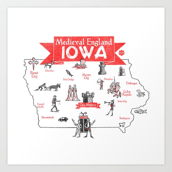 Medieval England IOWA Art Print
