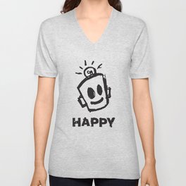 HAPPY  V Neck T Shirt