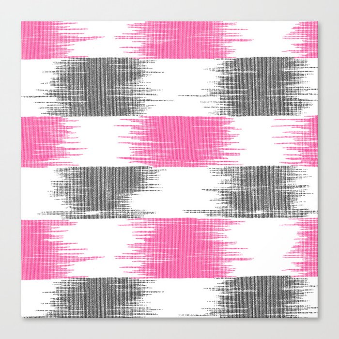 Pink gray white modern abstract ikat pattern Canvas Print