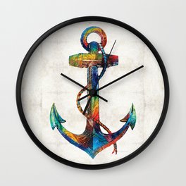 Nautical Anchor Art - Anchors Aweigh - By Sharon Cummings Wall Clock