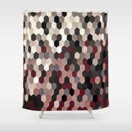 Hexagon Pattern In Gray and Burgundy Autumn Colors Shower Curtain
