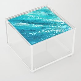 Azure Sun-Speckled Abstract Seascape Acrylic Box