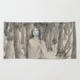 Joan of Arc Hearing the Voices Beach Towel