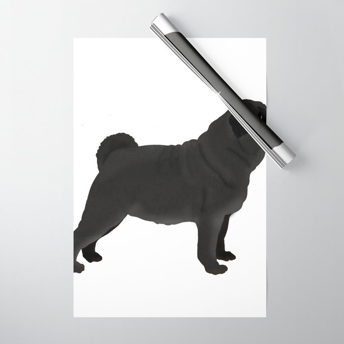Black Pug Dog Wrapping Paper
