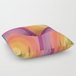 Retro Rainbow Design Warm to Cool Colors Floor Pillow