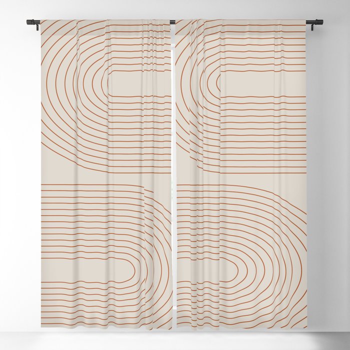 Geometric Curves in Beige and Brown No. 2 Blackout Curtain