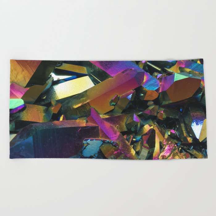 Titanium Rainbow Aura Quartz 1 Beach Towel