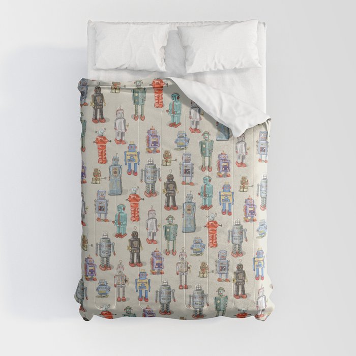Vintage Style Robot Collection Comforter
