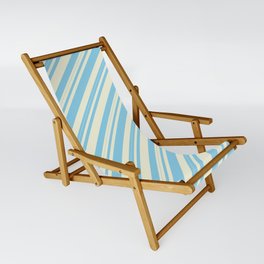 [ Thumbnail: Beige & Sky Blue Colored Lined/Striped Pattern Sling Chair ]
