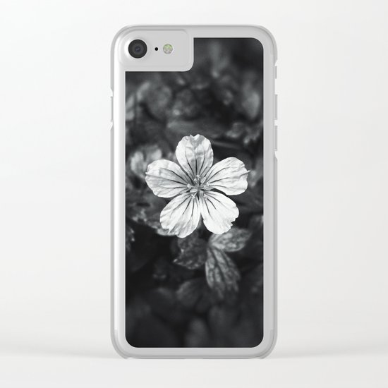 Minimalistic black and white flower petal Clear iPhone Case