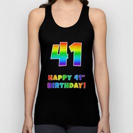 [ Thumbnail: HAPPY 41ST BIRTHDAY - Multicolored Rainbow Spectrum Gradient Tank Top ]