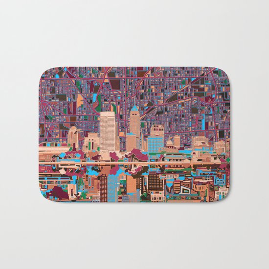 indianapolis city skyline purple Bath Mat