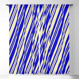 [ Thumbnail: Pale Goldenrod & Blue Colored Lines/Stripes Pattern Blackout Curtain ]
