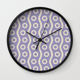 Mid Century Modern Rising Bubbles Pattern 2 Lavender and Tan Wall Clock