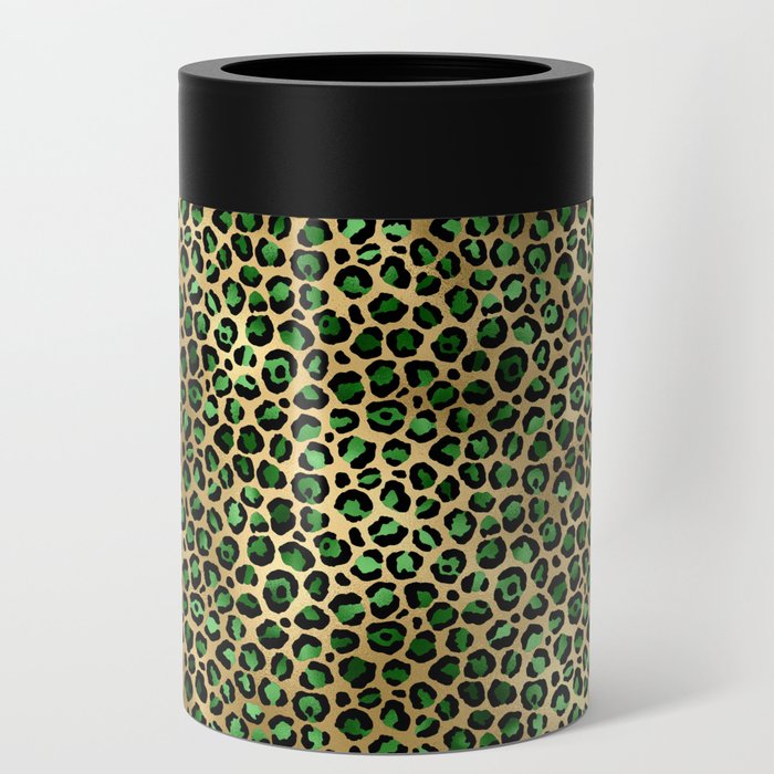 Green Gold Leopard Pattern Can Cooler