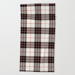 White Tartan with Black and Red Stripes Beach Towel