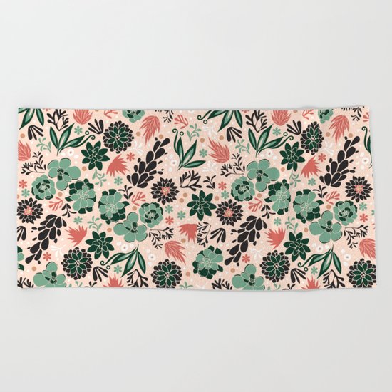 Succulent flowerbed Beach Towel