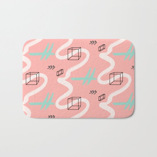 rectangles vs coral lines Bath Mat