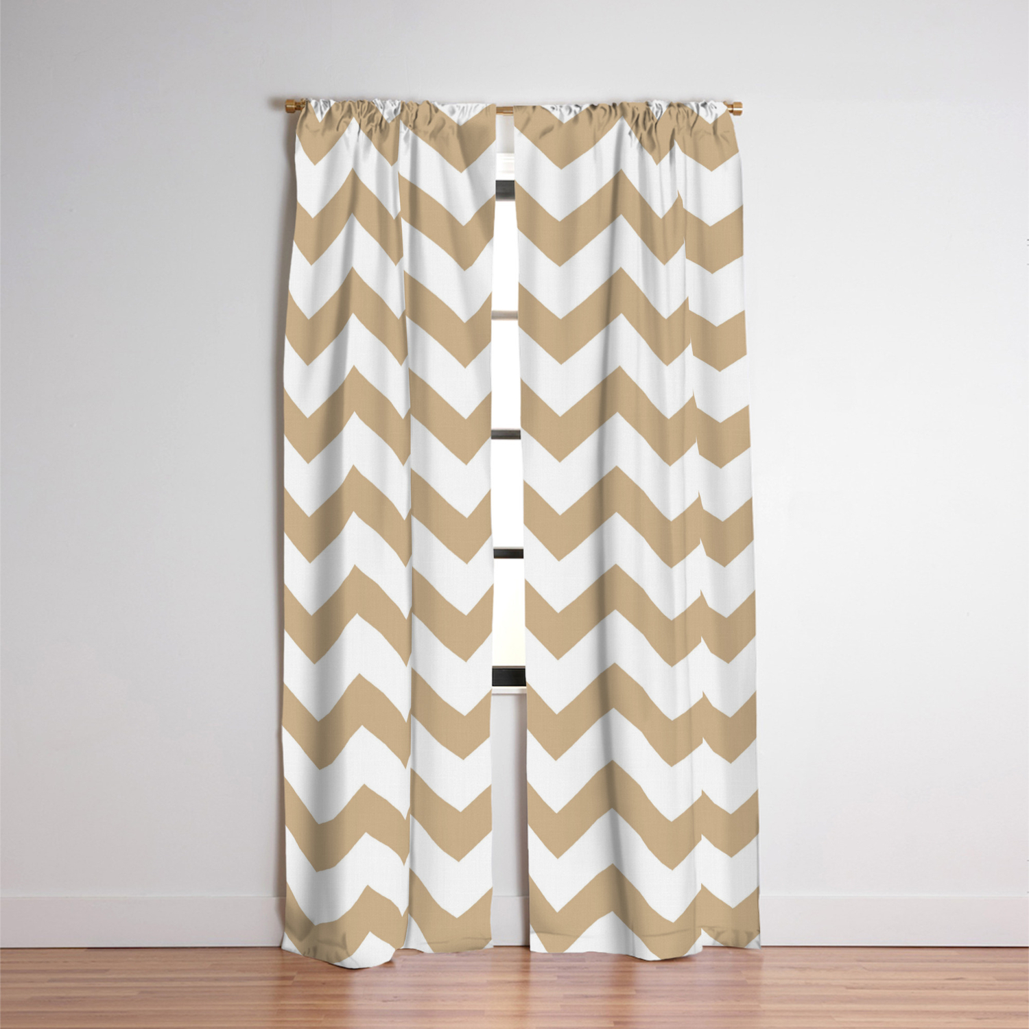 tan and white curtains